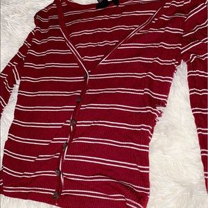 maroon and white striped crop top from Forever 21